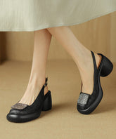 Mocasines gruesos con empalme retro de piel de vaca verde